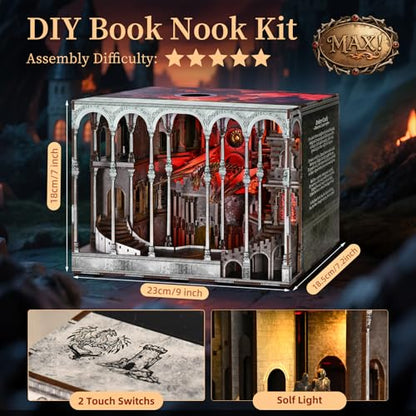 MiniCity Ember Castle DIY Book Nook Kit, Miniature House Puzzle with LED - color: Ember Castle