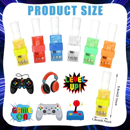 CHUNNIN 36 Pcs Video Game LED Finger Lights Glow in Dark Gamer Party Favors - style: Video Game