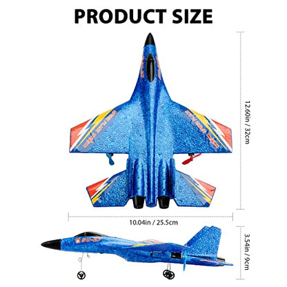 SU27 RC Fighter Plane Beginner Friendly RC Airplane 6-Axis Auto-Stabilizer Remote Control Glider Aircraft Ready to Fly Crash Resistant 2 Batteries - color: Yellow Su27
