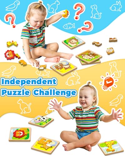 Benresive Wooden Toddler Puzzles, Montessori Toddler Toys for 1 2 Year Old - style: 12 PCS