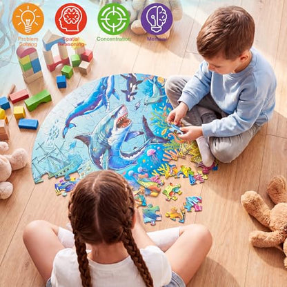 Civaner 70 Pieces Floor Puzzles Round Large Puzzles, Ocean - style: Ocean