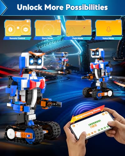 Robot Building Kits for Kids, Stem Toys for Boys Age 8-12, APP & Remote Control Educational Coding Building Sets, Programmable Robot for Kids, Rechargeable Robotic Kit Gifts for Girls Boys - style: Robotic Kit