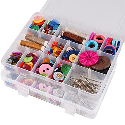 Exptolii 18 Grids Plastic Organizer Box with Dividers, Clear Compartment Container Storage for Beads Crafts Jewelry Fishing Tackles, Size 7.9 x 6.2 x 1.2 in - size: 1x 18 Grids