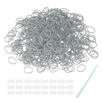 MECCANIXITY 600 Pcs Loom Rubber Bands Kit with 25 Pcs S-Clips 1-Hook Rubber Bands Refill Bracelet Making Kits for Weaving DIY Handcrafts Gift, Gray - color: Gray