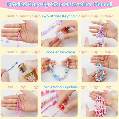 Weraher 447Pcs DIY Bag Charm Kit, Colorful Beads for Keychains, Craft Jewelry Making Supplies for All Ages