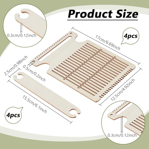 NBEADS 4 Sets Belt Weaving Kit, Weaving Loom Kit Wooden Belt Weaving Shuttle Tools DIY Weaving Crochet Knitting Wooden DIY Weaving Loom for Bracelet Bag Camera Strap, Old Lace
