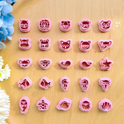 Keoker Polymer Clay Cutters - 25 Shapes Animal Faces for Jewelry Making, Small Earring Cutters (Ocean & Animal Studs) - color: Ocean & Animal Studs