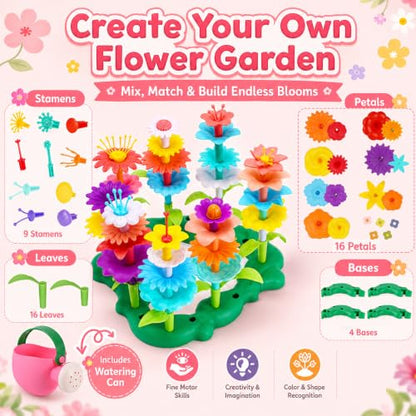 FUNZBO Flower Garden Building Toys Set - STEM Montessori Toys for Girls - size: Starter Set - 46pcs