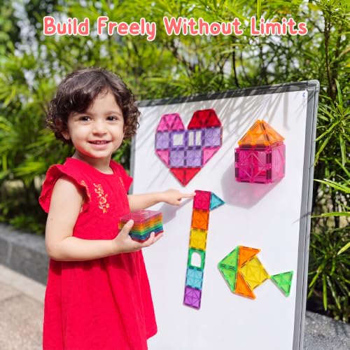Bmag Magnetic Tiles Building Blocks Set with 2 Cars 100Pcs, Designed for Open-Ended Building and Versatile Play, Gifts for STEM Support and Parent-Child Interaction for Kids Aged 3+ - size: 100