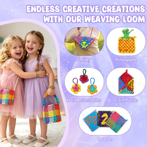 300 Pcs Weaving Loom Kit for Kids, Beginner Craft Kit with 12 Color Loops