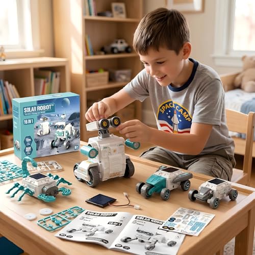 16-in-1 Solar Robot Kid, 190 Pcs STEM Educational Toy for Age 8+