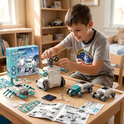 16-in-1 Solar Robot Kid, 190 Pcs STEM Educational Toy for Age 8+