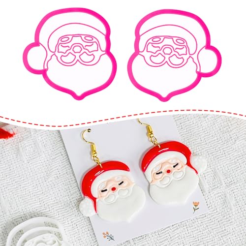 Xaekicr Christmas Santa Polymer Clay Cutters Set – Clay Earring Cutters for DIY Earrings – Cute Holiday Face Clay Molds – Polymer Clay Tools for Jewelry Making - color: F color
