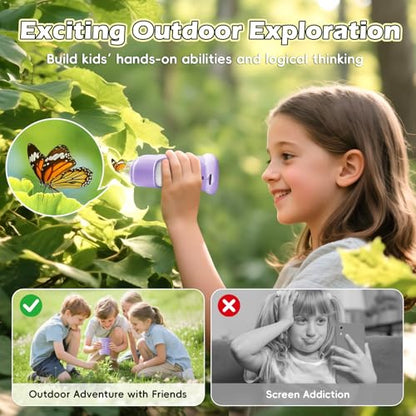 Alotwan Kids Digital Microscope 1000X Zoom, Mini Pocket Handheld Microscope with Camera/Video/Telescope Function, Portable Outdoor Travel Toys Magnifying Glass for Boys Girls 3-8 Years STEM Gifts - color: Purple