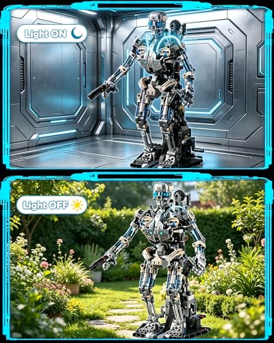 Mechanical Skeleton Robot Building Set with Light for Adults, Compatible with Lego Robot, 692PCS Skull Alien Model Toys for Home/Office Decor, Movable Joint Design Skeleton Kits Gifts for Boys 8-14 - style: Mechanical Robot