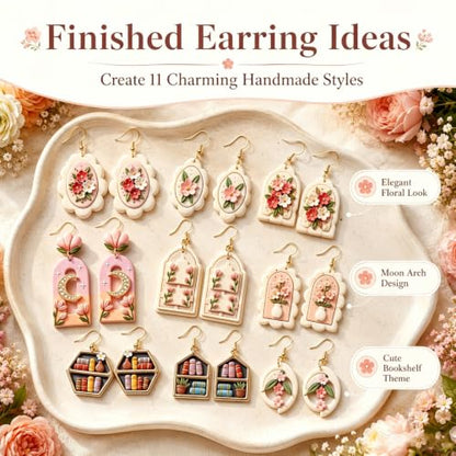 11Pcs Floral Moon Bookshelf Clay Mold Set for Earring Making - color: Bookshelf