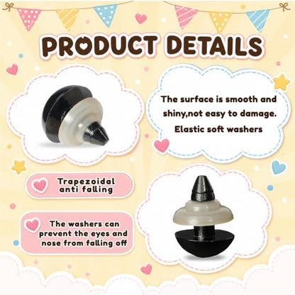 Zhbrchz 320pcs Include 160pcs 10mm Plastic Safety Eyes with 160pcs Washers - size: 10mm
