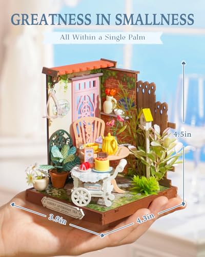 Rolife DIY Mini Building House Miniature Kit-Fancy Tea Yard, Miniature Lifestyle Mini Bookshelf Decoration, DIY Hobbies/Gifts for Craftsman (Fancy Tea Yard) - style: DS - Fancy Tea Yard