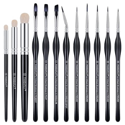 PANDAFLY Miniature Paint Brushes Drybrush Set, 12 Sizes - size: 12 Size