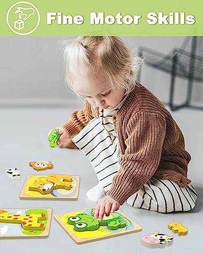 Benresive Wooden Toddler Puzzles, Montessori Toddler Toys for 1 2 Year Old - style: 6 PCS