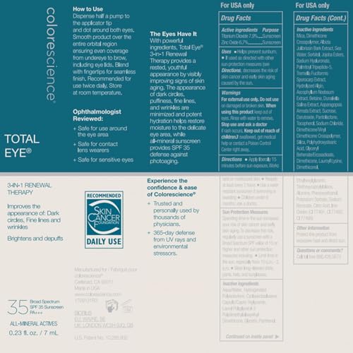 Colorescience, Total Eye 3-in-1 Renewal Therapy, SPF 35 - color: Deep