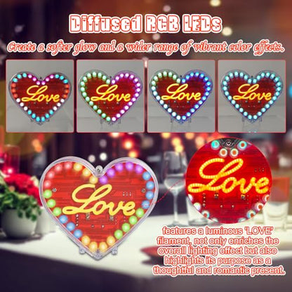 IS ICSTATION Heart Shaped LED Soldering Practice Kit, RGB LED Heart Circuit Soldering Project with Love Filament DIY Electronic Kit for College Solder Education Present for Lover