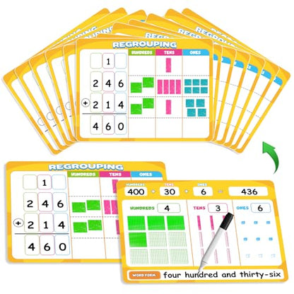 12 Packs Place Value Chart, Math Manipulatives Math Games for Kids