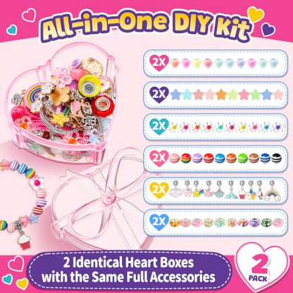 Umikk Charm Bracelet Jewelry Making Kit for Girls 8-12 Kids' Bead DIY Kit - size: 2（2.9“x5.6”）