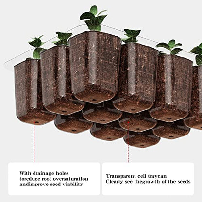 Seed Starter Tray with Grow Light, 5 Pack 60 Cells Seed Starter kit with Humidity Dome and Base, Plant Seedling Trays Indoor Greenhouse Gardening (Black 5 Pack) - color: Black 5 Pack
