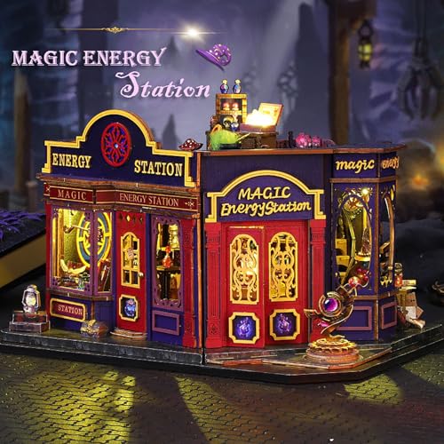 DIY Book Nook Kit - Miniature Dolls House Kit with Furniture and LED Light, 3D Puzzle Wooden Art Bookends, Model Kits for Adults to Build (Magic Energy Station) - style: Baroque