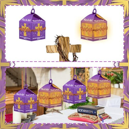 Simgoing 12 Set Christian Cross Lantern Craft Kits with LED Candles - style: Easter