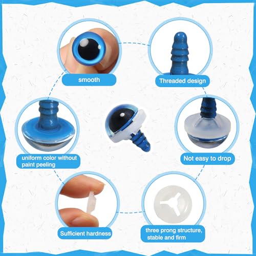 TOAOB 60pcs 12mm Blue Safety Eyes for Crocheting Craft Stuffed Animals Eyes - color: Blue