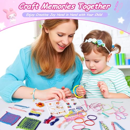 MOVATEK 328PCS Weaving Loom Kit with Friendship Bracelet Making Kit, 12 Colors Loom Loops, DIY Craft Kits, Bracelet & Coaster Weaving Making Kit