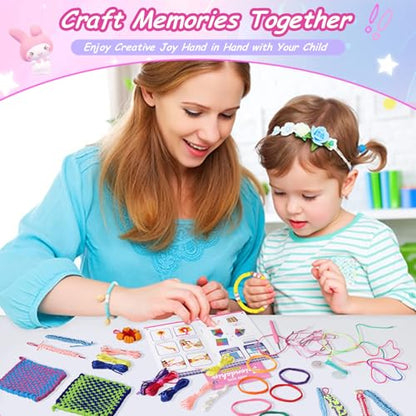 MOVATEK 328PCS Weaving Loom Kit with Friendship Bracelet Making Kit, 12 Colors Loom Loops, DIY Craft Kits, Bracelet & Coaster Weaving Making Kit