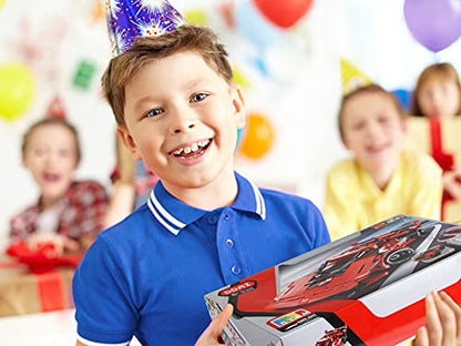 GAMZOO RC Toy Best Birthday Gifts for Age 6 7 8 9 10 11 12 Years Old Kids Boys Girls 2 in 1 Remote Control Racing Car Building Blocks 351 Pcs DIY Building Kits Engineering Construction Toy - color: Red