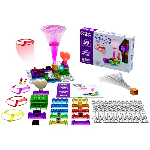 E-Blox Building Blocks STEM Circuit Kit, 59 Projects, Build Your Own Fan Launch Light Show, Science Projects, Birthday Gift, Boys, Girls, 8+ - style: Fan Launch Light Show