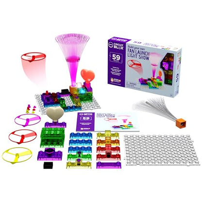 E-Blox Building Blocks STEM Circuit Kit, 59 Projects, Build Your Own Fan Launch Light Show, Science Projects, Birthday Gift, Boys, Girls, 8+ - style: Fan Launch Light Show