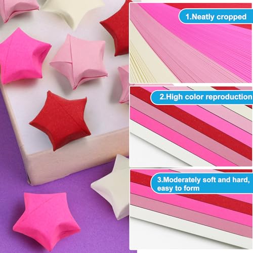 FoDau770 Solid Color Star Paper Strips - 1080 Sheet, Red Series - color: Solid Red Series