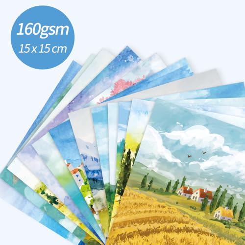 6x6" Cardstock Single Sided Scrapbooking,Craft Decorative Scrap Book Paper - color: 24sheets-landscape