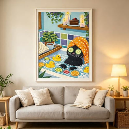Animal Diamond Painting Kits for Adults,Funny Cat Spa Diamond Art Kits - color: KM1314-1