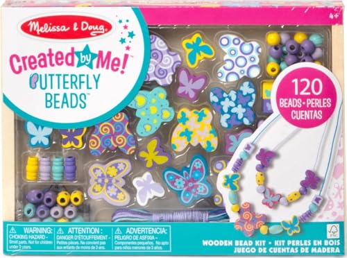 Melissa & Doug Created by Me! Butterfly Beads Wooden Bead Kit, 150+ Beads for Jewelry-Making - size: 1 Count, style: Butterflies