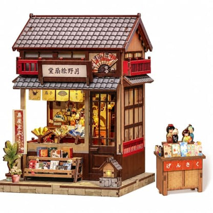 Japan Book Nook, DIYMiniature House Kit, Japanese Fan Shop Booknook - color: Tsukino Eogi-dou