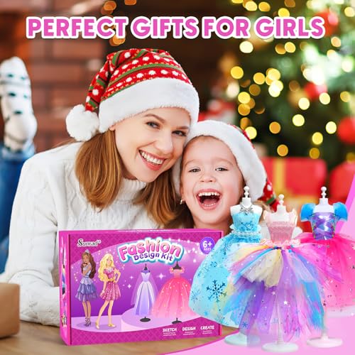 Sunrad 1500+ PCS Fashion Designer Kits for Girls with 6 Mannequins, DIY Arts & Crafts Sewing Kit for Kids Doll Clothes Making Toys, Birthday Gifts for Girls Age 6 7 8 9 10 11 12+