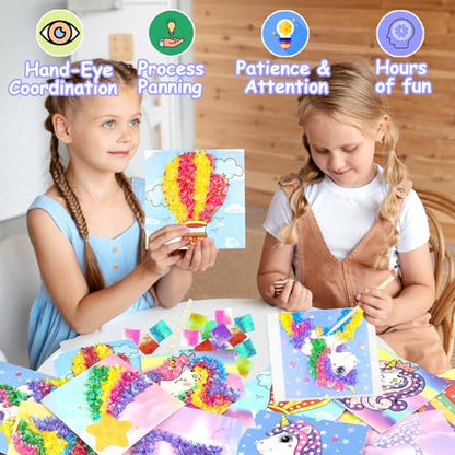 Poke-in Fun Art Fabric Craft- Magical Dream Decor,Mess Free Kids'Paper Craft Kits,Arts and Crafts for Kids,DIY Art Activity Birthday Ideas for Children,Toys for Girls &Boys Ages 4-10+ - style: Magical