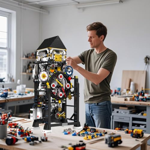 Kindazon Large Clock Building Set (3181+ PCS), Trendy Clock Building Blocks Set - Traditional Mechanical Construction, Desktop Decorative Ornament, Gift for Mechanical Lovers