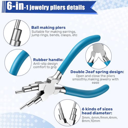 Mudder 2 Pcs Jewelry Making Tool 6 in 1 Bail Making Plier,Clear Blue - color: Clear Blue
