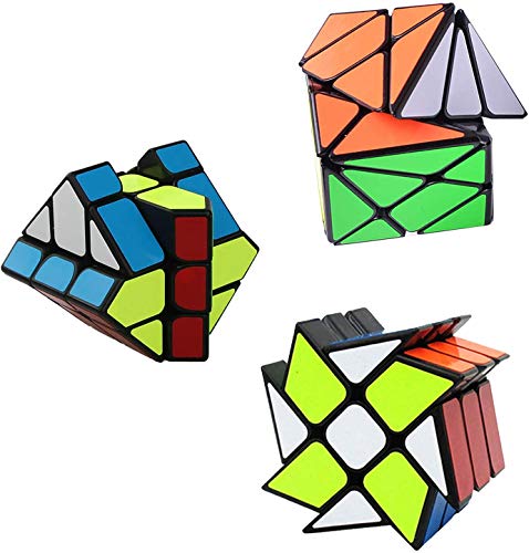 AHYUAN Speed Cube 3 Pack Magic Speed Puzzle Toy 3x3x3 Windmill 3x3 Axis V2 Fisher Toys Sturdy and Smooth Speed Cube Puzzles Toy for Kids and Adults