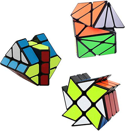 AHYUAN Speed Cube 3 Pack Magic Speed Puzzle Toy 3x3x3 Windmill 3x3 Axis V2 Fisher Toys Sturdy and Smooth Speed Cube Puzzles Toy for Kids and Adults