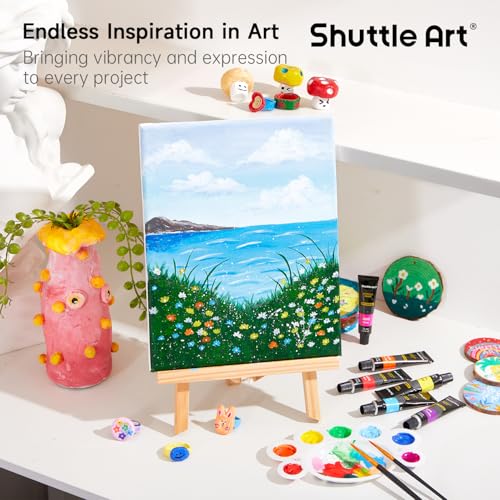 Shuttle Art Acrylic Paint Set, 16 x12ml Tubes Artist Quality Non Toxic Rich Pigments Colors Great for Kids Adults Professional Painting on Canvas Wood Clay Fabric Ceramic Crafts