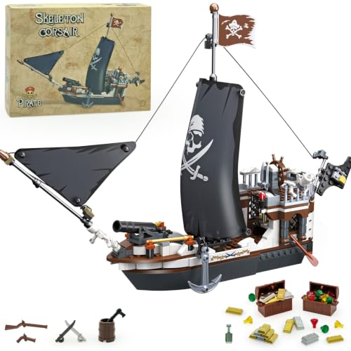 408PCS Pirate Ship STEM Building Set, Sailboat Model Toy Kit for Teens
